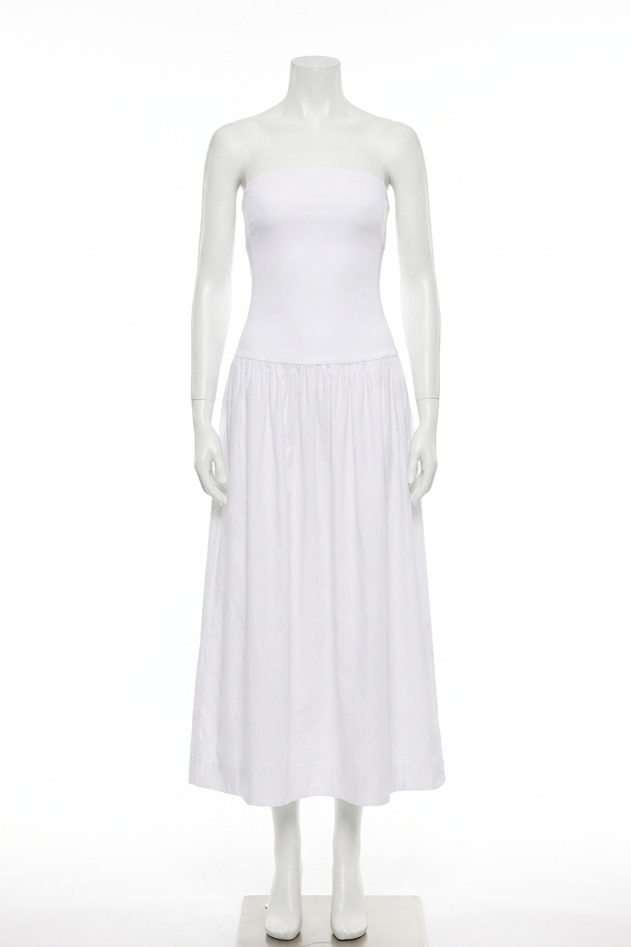 NEW ENZA COSTA cotton bandeau dress in white